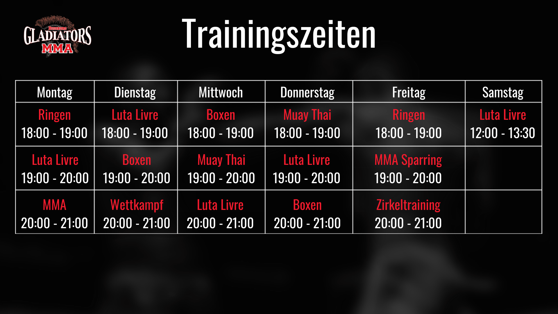 Trainingszeiten