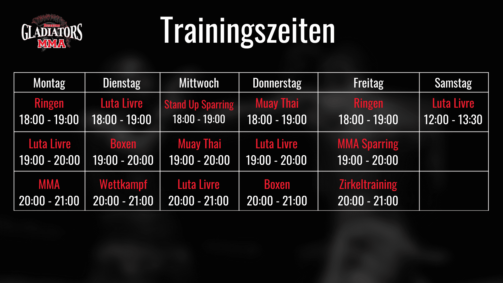 Trainingszeiten